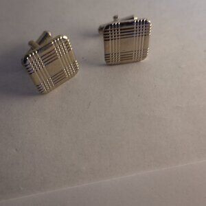 Silver tone cuff links